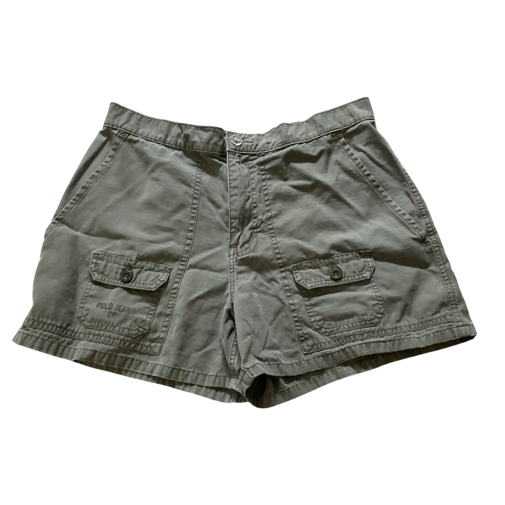 Polo Jeans Co Ralph Lauren Olive Green Utility Cargo Shorts Womens 8 83J285933